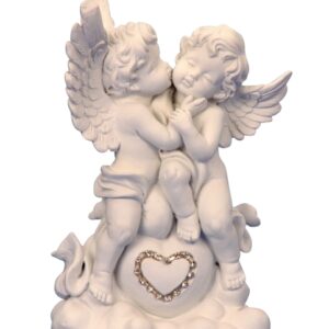 Couple d'Anges Blanc avec Cœur Strass