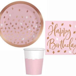 Set de fête d'anniversaire en or rose