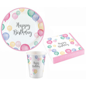 Happy Birthday Set de fête pastel de 36 pièces