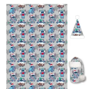Disney Lilo et Stitch Couverture de flanelle grise et  chapeau