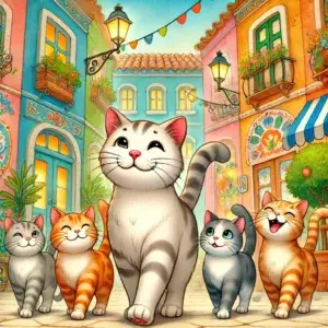 Image  groupe de chat souriant