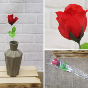 Fleur artificielle rose en feuille tige 34 cm