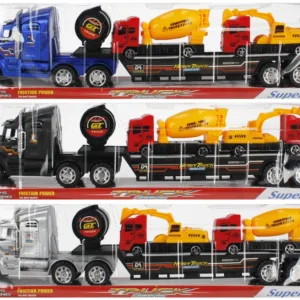 Camion Transporteur Car Laveta MEGA CREATIVE – Set avec 2 camions de chantier – Fonction pull-back – Dès 3 ans