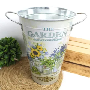 Pot de Fleurs en Métal avec Poignées – 29,5 x 20,5 x 2,5 cm – Motifs Assortis