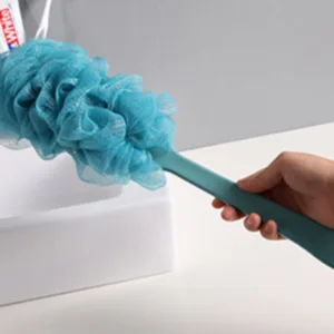 Éponge Turquoise avec Manche – 40 cm – Douce pour le Dos