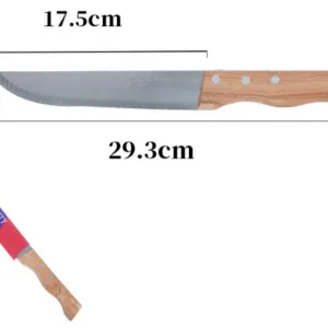 Couteau de Cuisine avec Manche en Bois – Lame 17,5 x 3,2 cm – Longueur Totale 29,3 cm