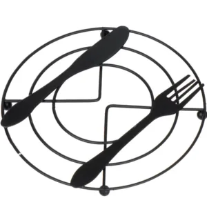 Sous-plat en métal noir – Diamètre 18 cm – Design rond élégant et résistant à la chaleur