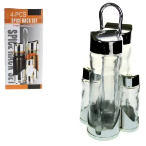 Ensemble d’Épices 4-en-1 en Verre avec Support – Élégant et Pratique