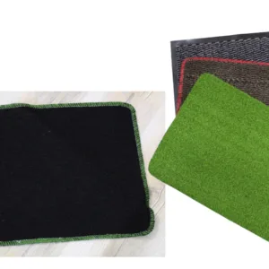 Paillasson rayé 60x40 cm – Noir à bordure verte