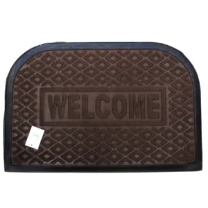 Paillasson Semi-Circulaire "Welcome" – 60 x 40 cm – Caoutchouc et Couleurs Mélangées