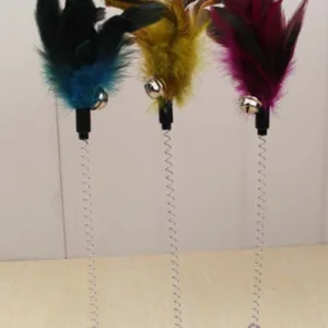 Jouet pour chat avec plumes sur ressort et ventouse - 35 cm - 1 pièce