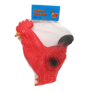 Jouet Couineur pour Chien – Forme de Poule Rouge – 24 x 19 cm – Queue Noire – Résistant et Drôle