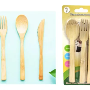 Lot de 12 couverts en bambou – Éco-style sous blister